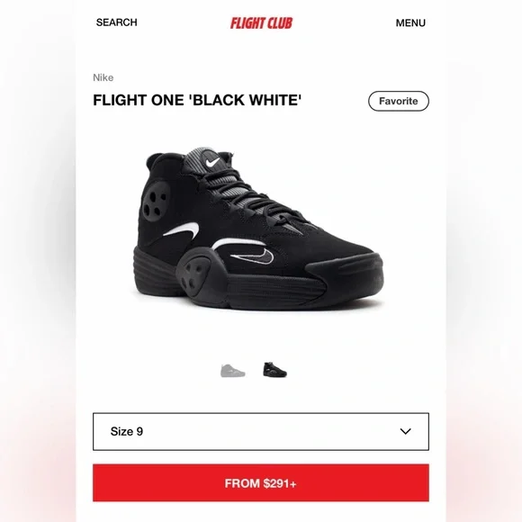 RARE NIKE 2012 Vintage Air Flight One Black BBall Shoes Size 9.5 Nike Flight One Black White for Sale - Authenticity  main image 3